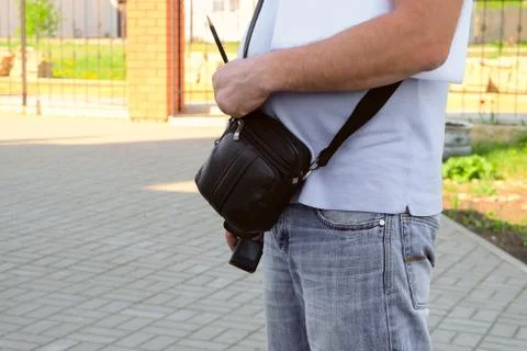 Work tools in the hands of an engineering worker. Foreman equipment. Stock Photos