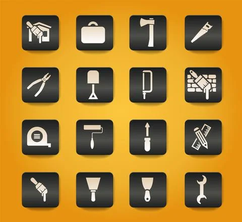 Work tools icons set Stock Illustration