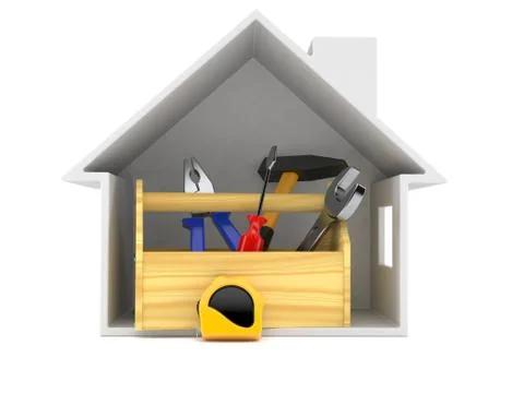 Work tools inside house cross-section Illustrazione stock
