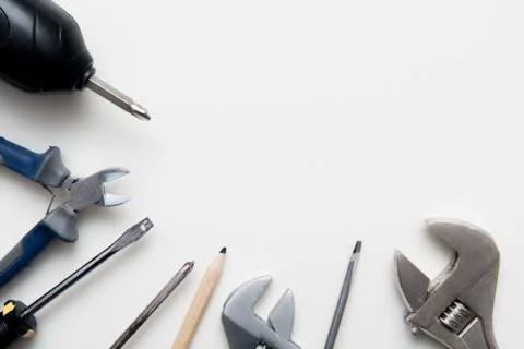 Work tools isolated on a white background Stock Photos