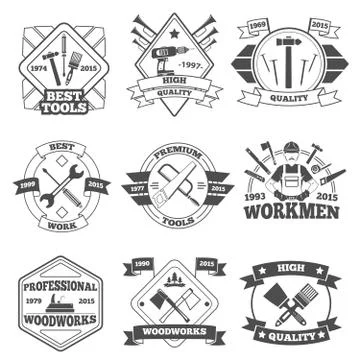 Work Tools Label Set イラスト素材
