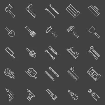 Work tools line icons Illustrazione stock
