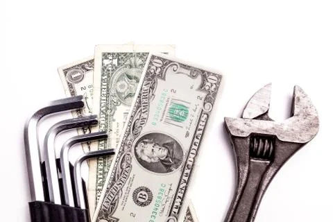 Work tools lying with Money Stock Photos