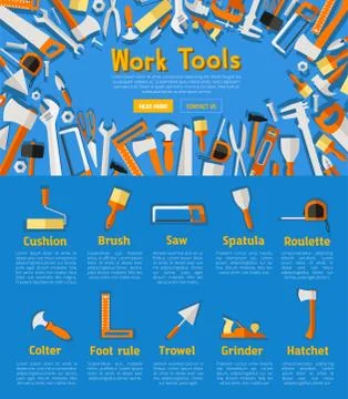 Work tools poster for hardware store design Stock Illustration