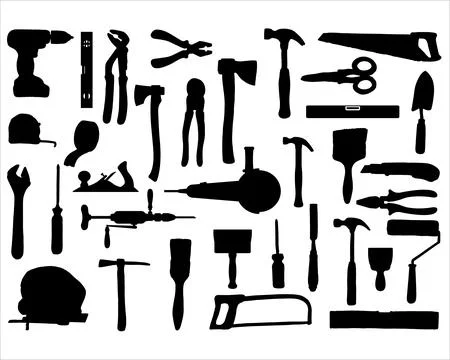 WORK TOOLS SILHOUETTE Stock Illustration
