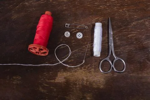 Work tools of a tailoring studio, Italian tailor Stock Photos