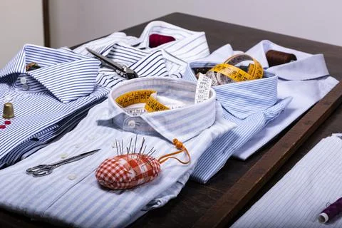 Work tools of a tailoring studio, Italian tailor Stock Photos