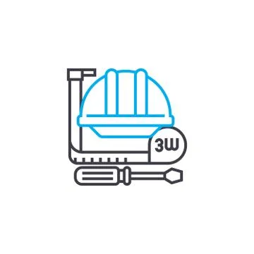 Work tools vector thin line stroke icon. Work tools outline illustration, linear Stock Illustration