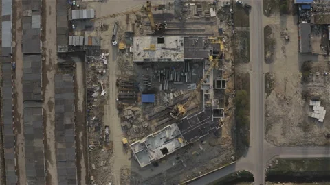 Work of tower cranes in the construction of a multi-storey building Stock Footage 114033337