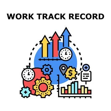 Work track record analyzing business performance and progress Stock Illustration