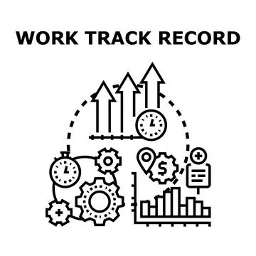 Work track record analyzing business performance and progress Stock Illustration
