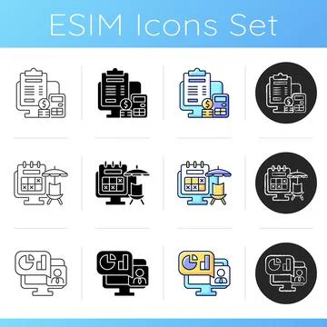 Work tracking gradient icons set Illustrazione stock