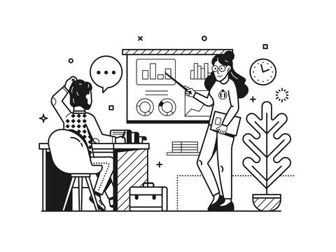 Work Training at the Office Desk Concept Illustrazione stock