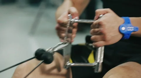 Work of training simulator in the gym. close up Stock Footage 62330211
