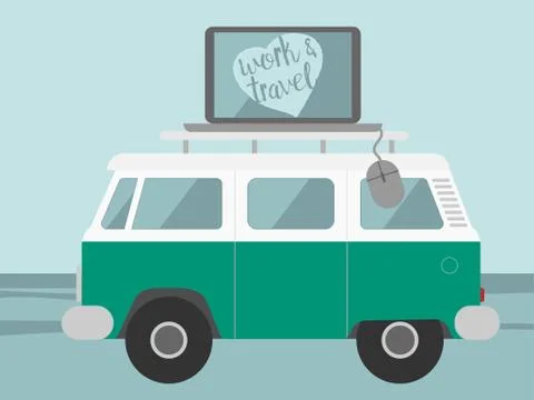 Work traveling illustration vector Stock Illustration