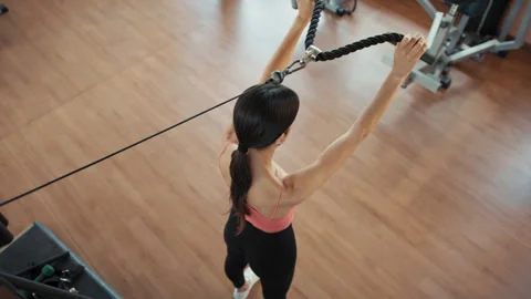 The Work Of A Triceps Machine, Overhead Stock Footage 280468801