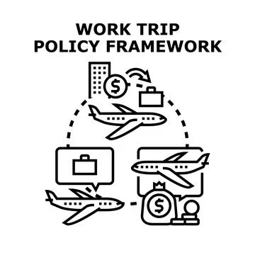 Work trip policy framework business travel expenses Stock Illustration