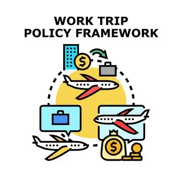 Work trip policy framework business travel expenses Stock Illustration