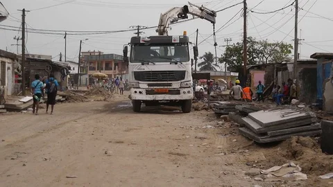 Work truck in Douala Stock Footage 80576479