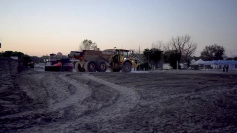 Work Truck Transporting Sand for Beach Maintenance at Lido di Volano - October 3 Stock Footage 294189236