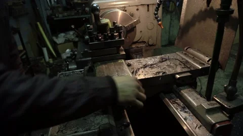 Work turning product metalworking on old equipment Stock Footage 160658929