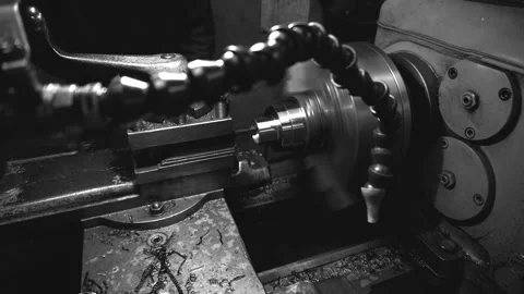 Work turning product metalworking on old equipment Stock Footage 160659023