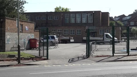 Work underway at school hit by concrete crisis in Leicester Stock Footage 249529681