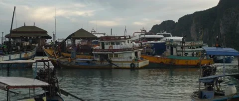 Work on unloading and loading the ship at the pier Stock-Footage 232856069