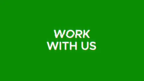Work with us text glitch animation effect abstract on black background Video stock 313020614