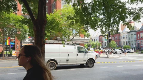 Work van parked outside restaurant Stock Footage 324596758