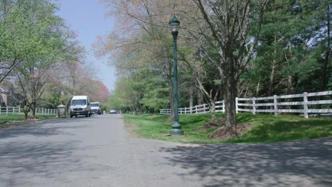 Work Vans arriving Stock Footage 197144873