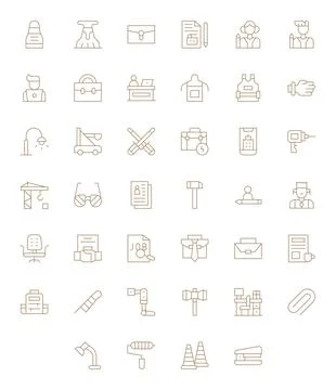 Work Vector Icon Set with 40 Thin Line High Resolution PIXEL Perfect Graphics 스톡 일러스트