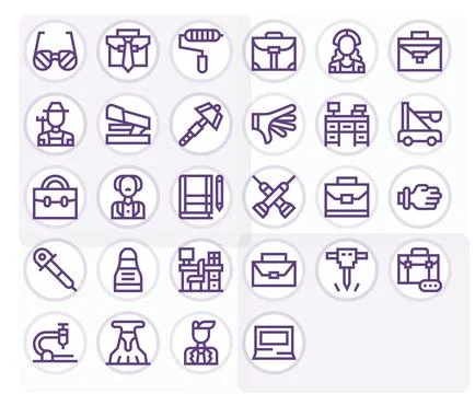 Work Vector Icon Toolkit featuring 28 Pixel Aligned Retina Ready Bold Line .. Illustrazione stock