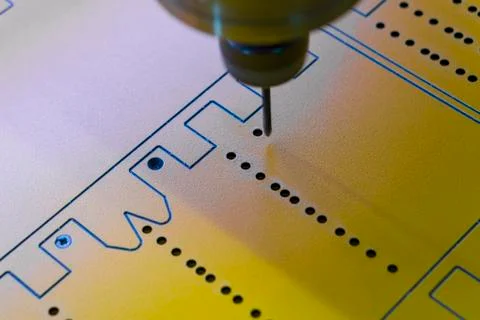 Work of the vertical milling machine with CNC. 스톡 사진