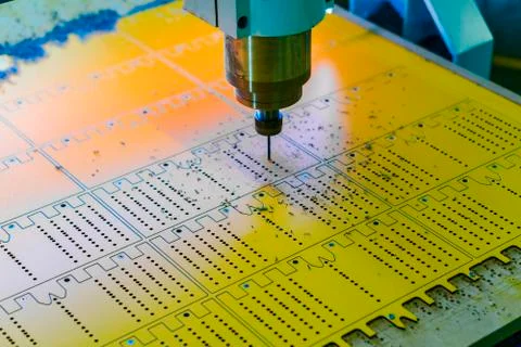 Work of the vertical milling machine with CNC. Stock Photos