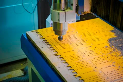 Work of the vertical milling machine with CNC. Stock Photos