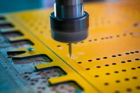 Work of the vertical milling machine with CNC. Stock Photos