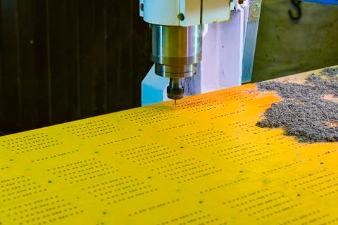 Work of the vertical milling machine with CNC. Stock Photos