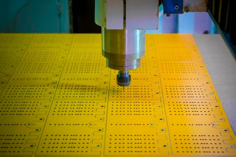 Work of the vertical milling machine with CNC. milling spindle Stock Photos