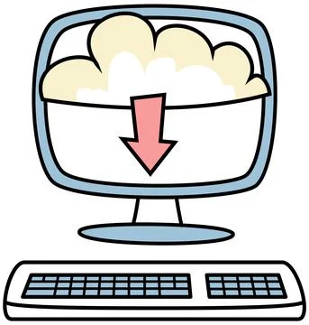 Work with virtual storage in computer. Service for saving information and Stock Illustration