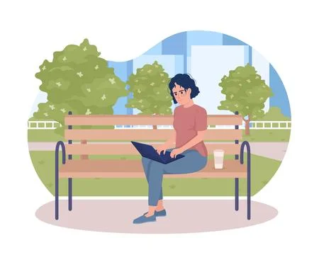 Work virtually anywhere 2D vector isolated illustration Stockillustratie