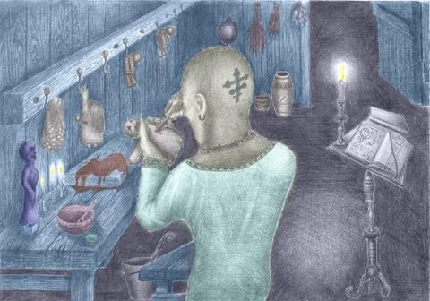Work of warlock Illustrazione stock