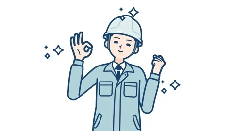 Work wear man make an ok hand sign with alpha channel Stock Footage 300808091