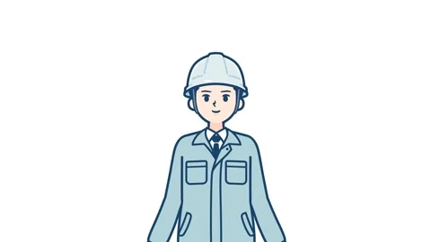 Work wear man pose making circle arms with alpha channel Stock Footage 300808252