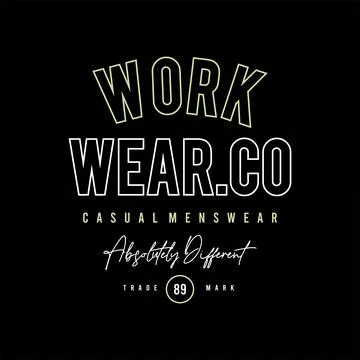 Work wear vector typography for t-shirt varsity clothing. perfect for simpl.. Stock Illustration