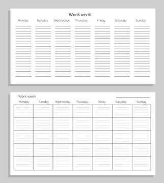 Work Week Different Tables on Vector Illustration イラスト素材