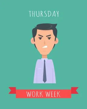 Work Week Emotive Vector Concept In Flat Design 스톡 일러스트