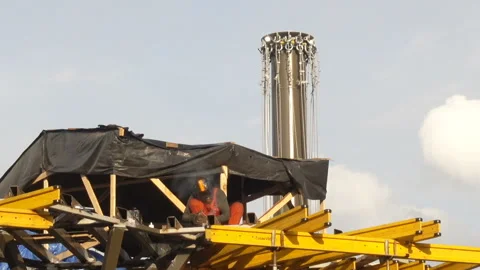 The work of a welder at a construction site. Stock Footage 141870443