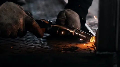 Work with the welding machine Stock-Footage 130334856