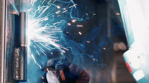 Work with the welding machine Stock-Footage 130347364